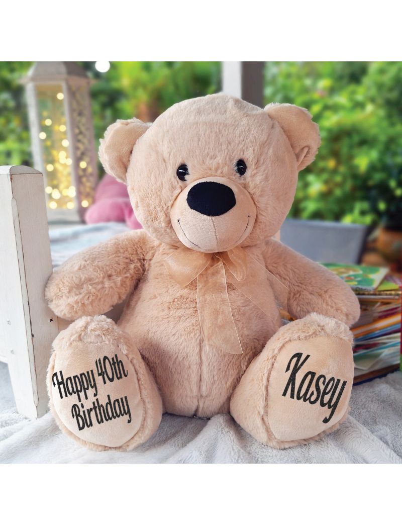 40th Birthday Personalised Bear Cream 40cm