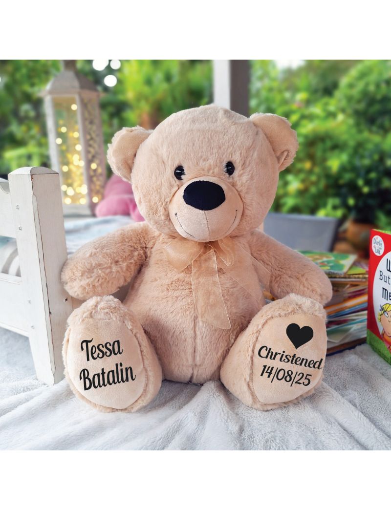 Christening Personalised Teddy Bear 40cm Beige