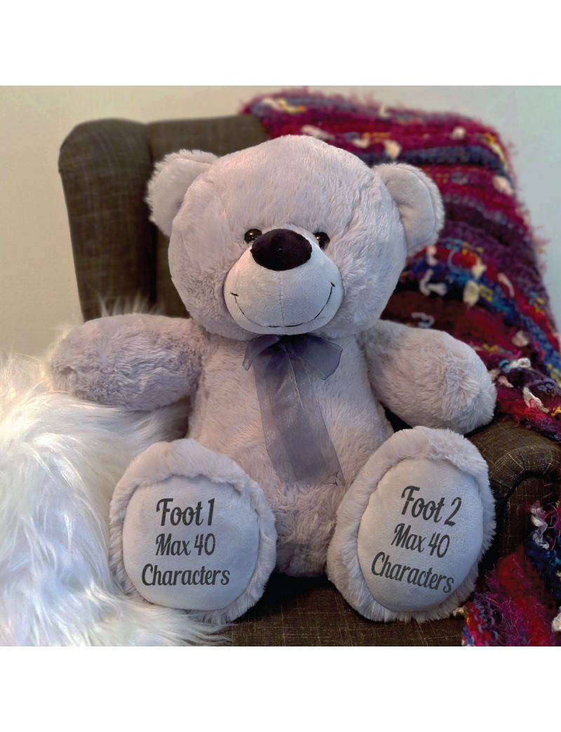 Personalised Teddy Message Bear 40cm Plush Grey