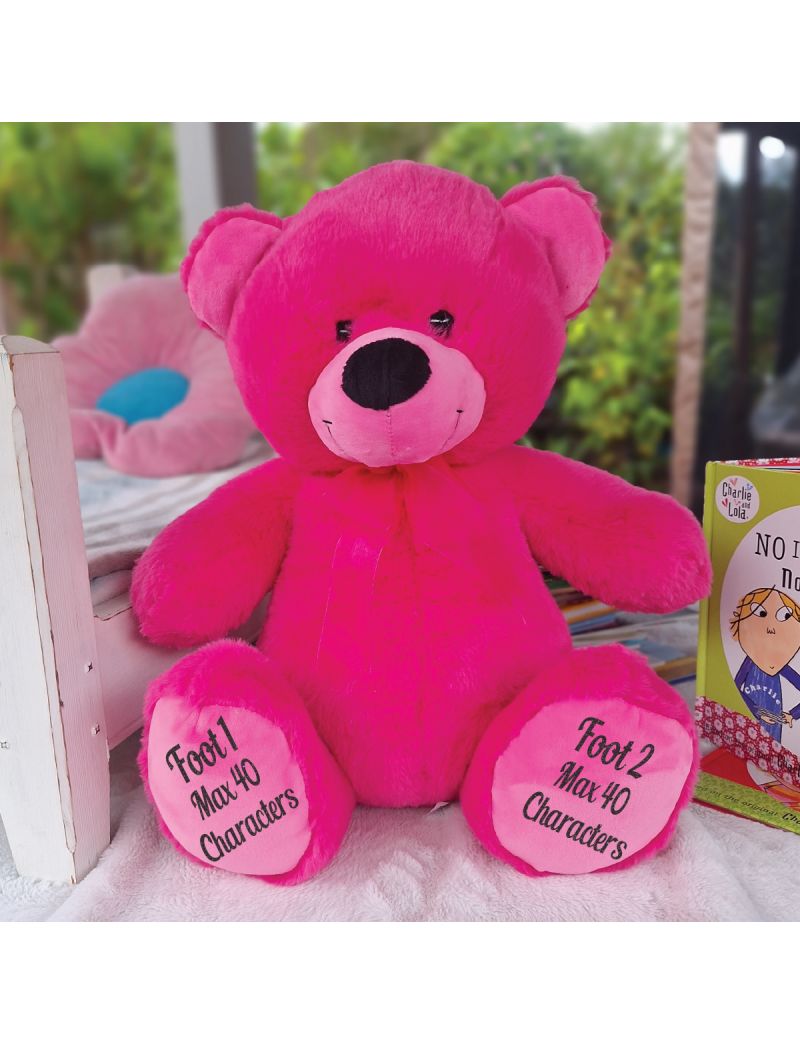 Personalised Teddy Message Bear 40cm Plush Hot Pink