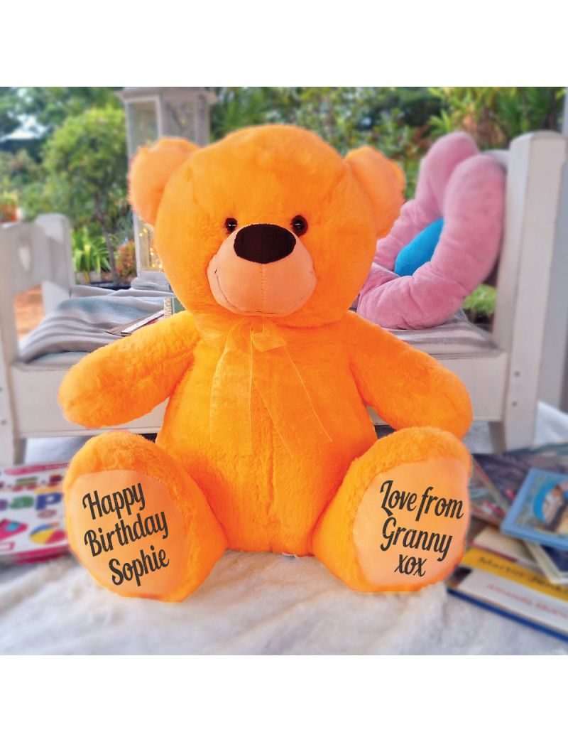 Personalised Birthday Teddy Bear 40cm Plush  Orange