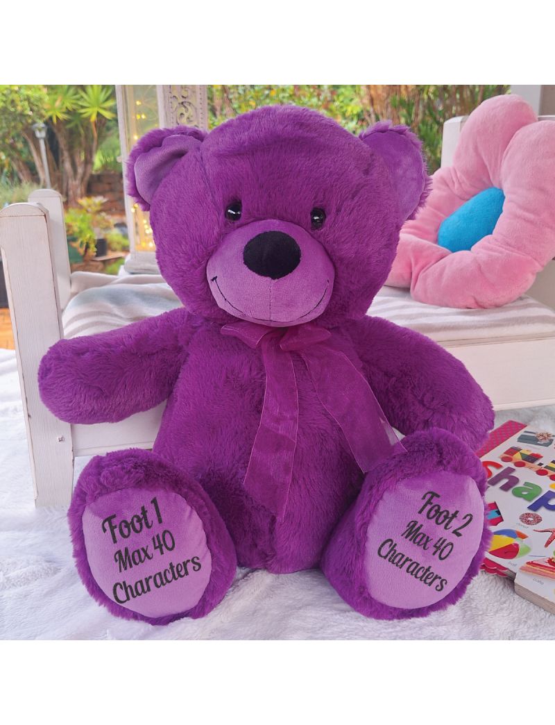 Personalised Teddy Bear 40cm Purple Plush