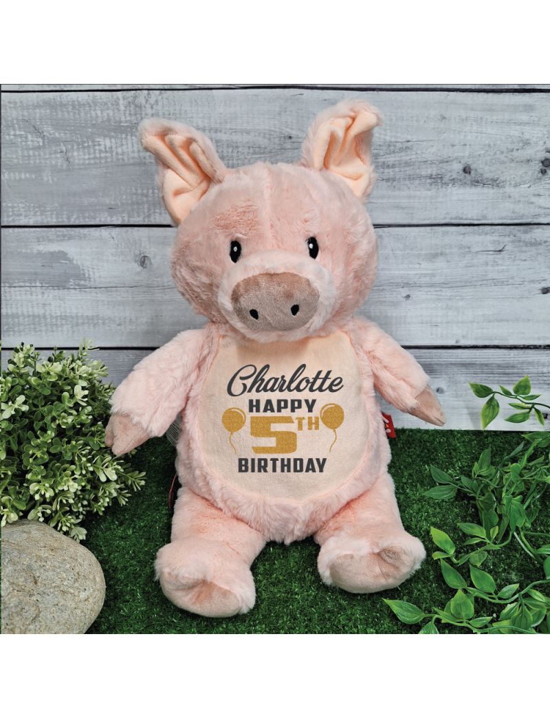 Personalised Birthday Pig Plush Cubbie 40cm