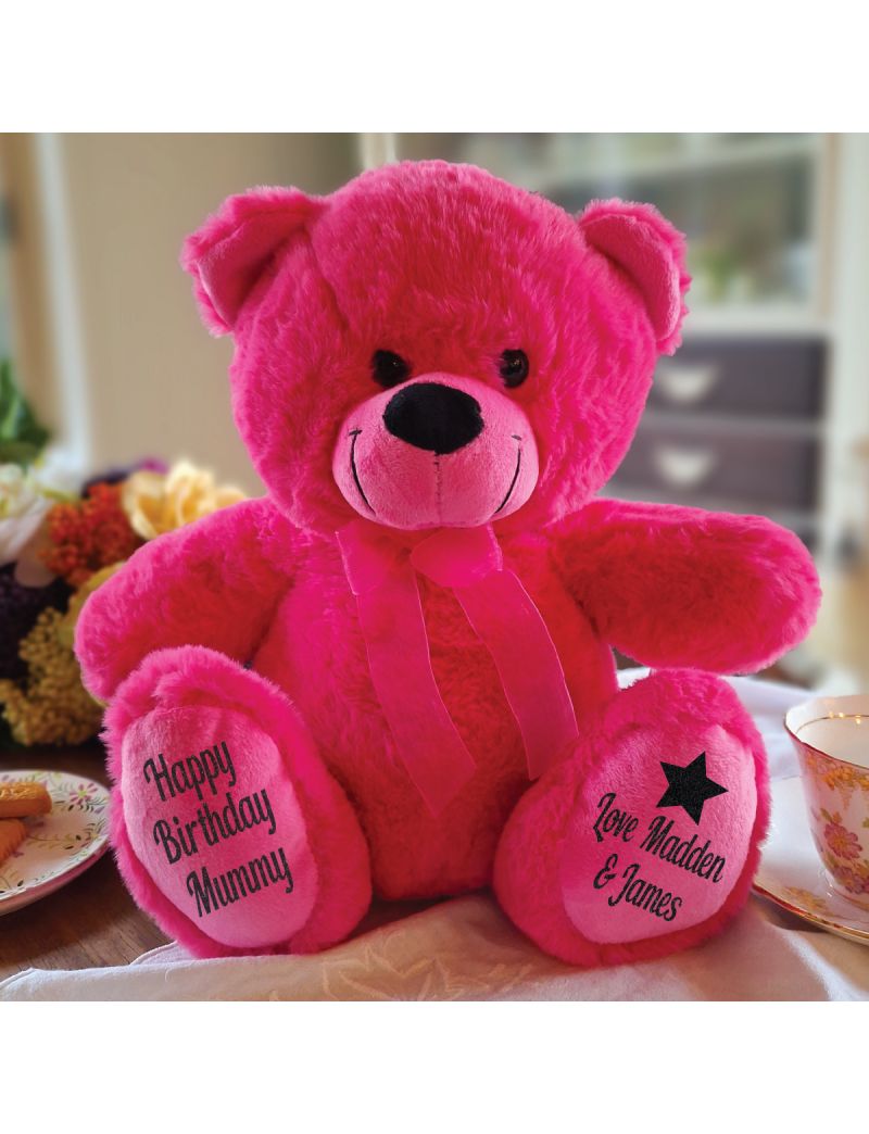 Love Mum Personalised Bear 30cm Hot Pink