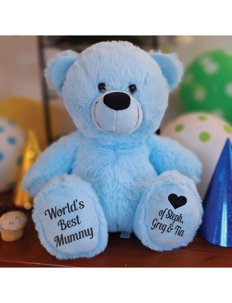 Love Mum Personalised Bear 30cm Light Blue