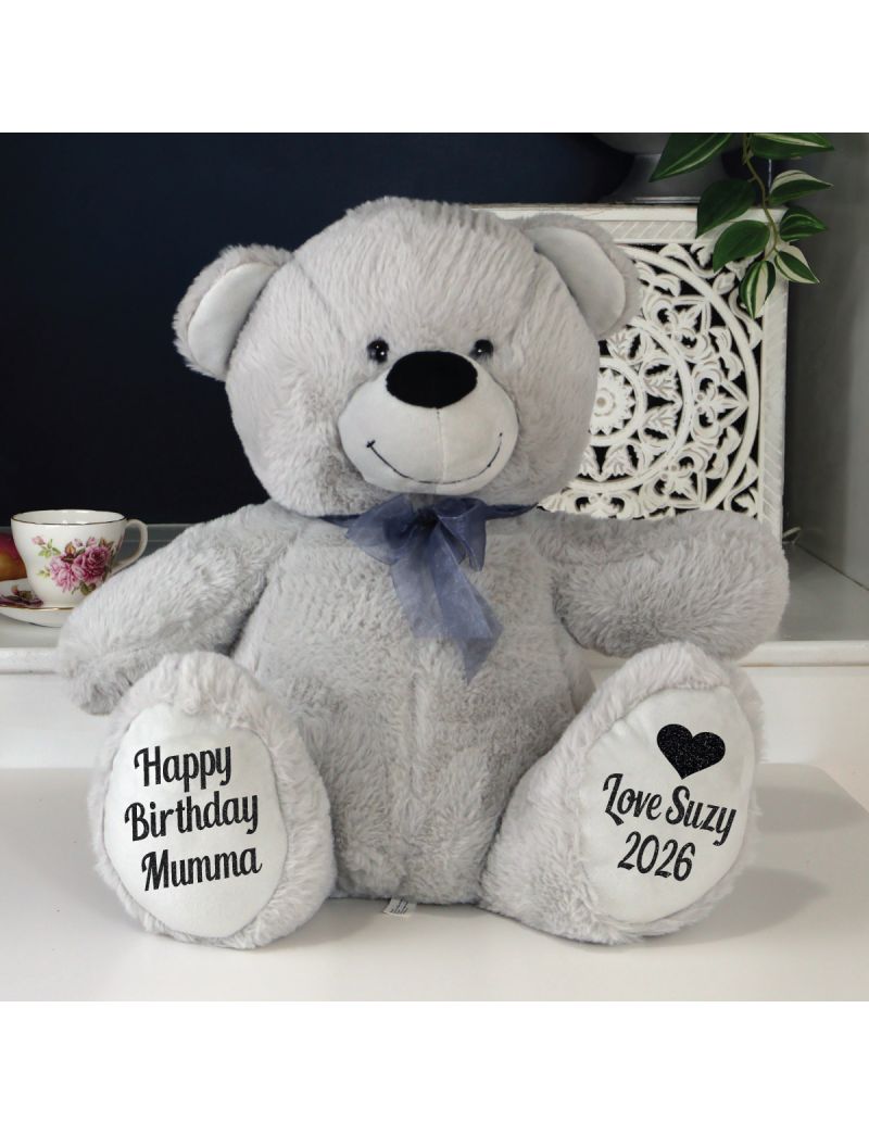 Personalised Mum Teddy Bear 40cm Plush Grey