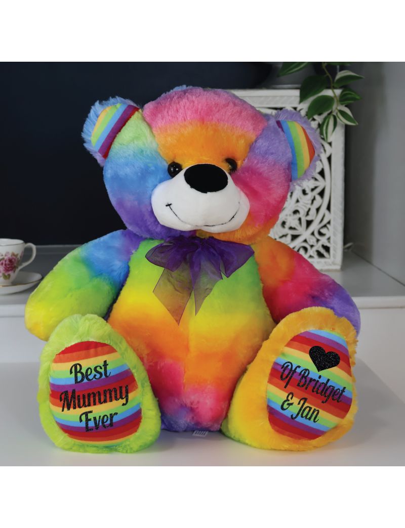 Personalised Mum Teddy Bear 40cm Plush Rainbow