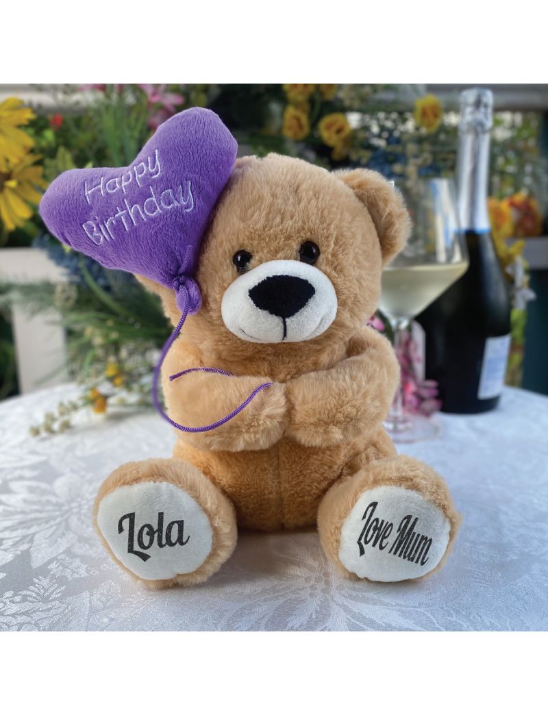Personalised Happy Birthday Bear with Balloon