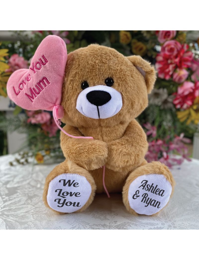Personalised Mum Bear With Balloon