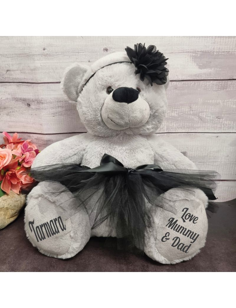 Personalised Ballerina Teddy Bear 40cm Plush Grey