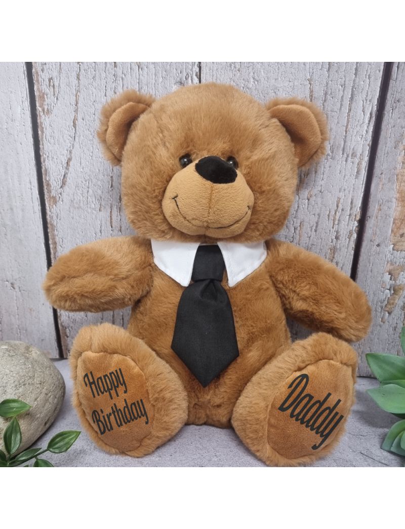 Brown Dad Bear with Black Tie 30cm