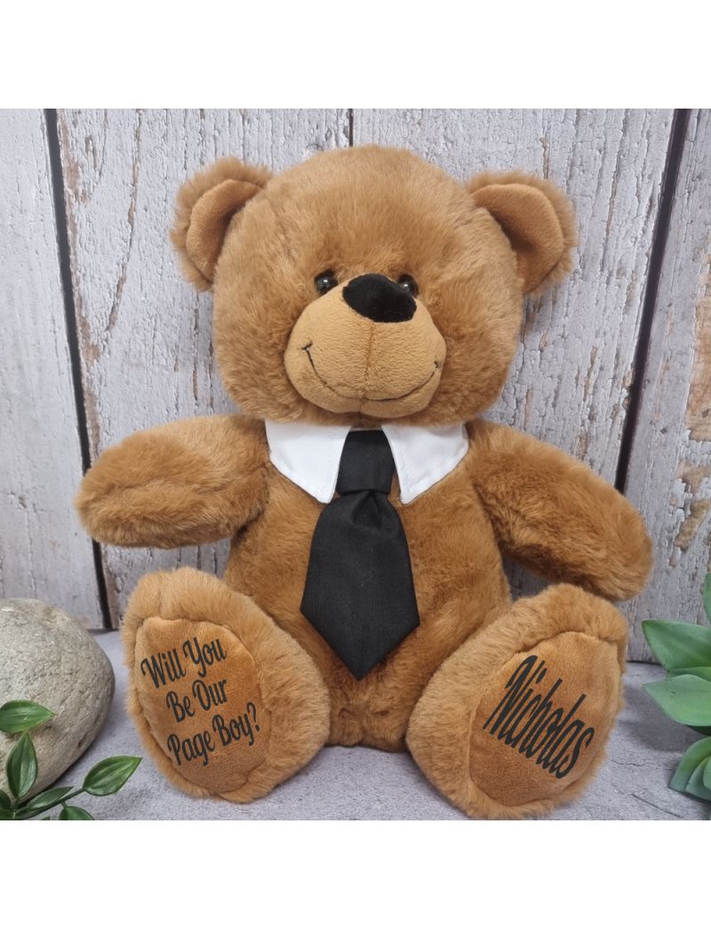 Brown Page Boy Bear with Black Tie 30cm