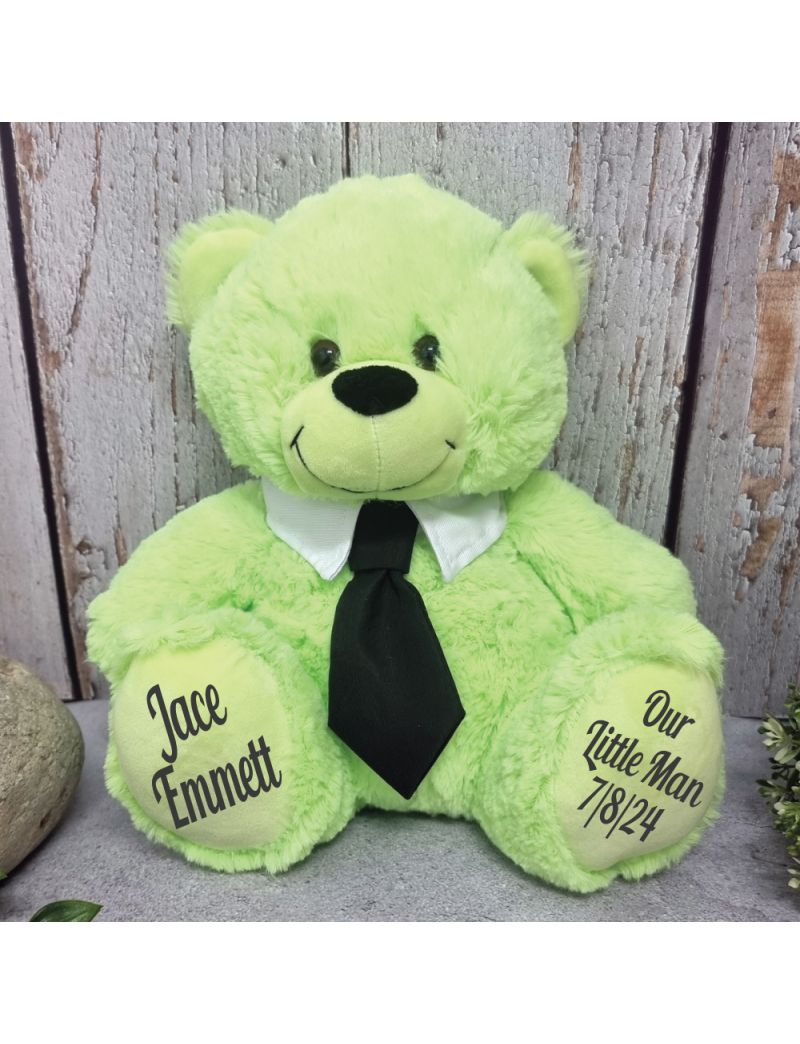 Lime Baby Boy Bear with Black Tie 30cm