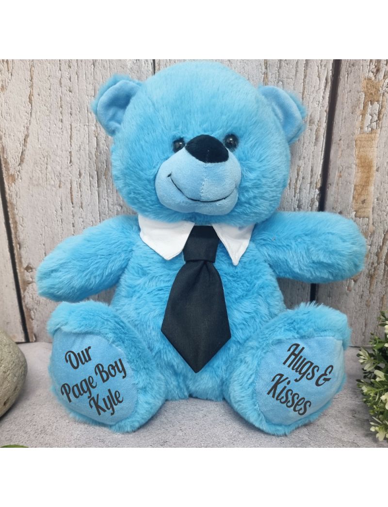 Blue Page Boy Bear with Black Tie 30cm