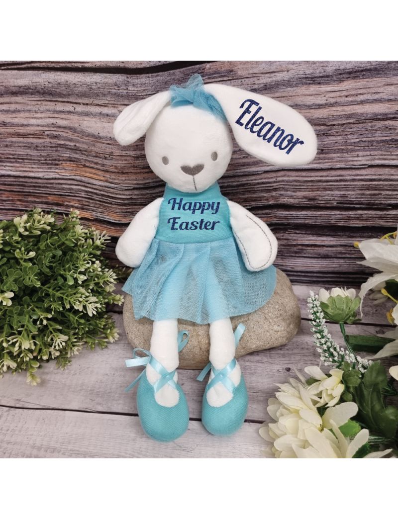Personalised Easter Bunny Toy Aqua Blossom