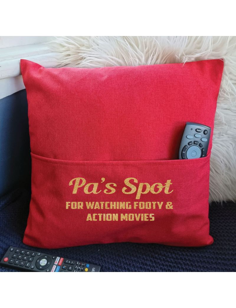 Grandad Personalised Pocket Pillow Cover Red