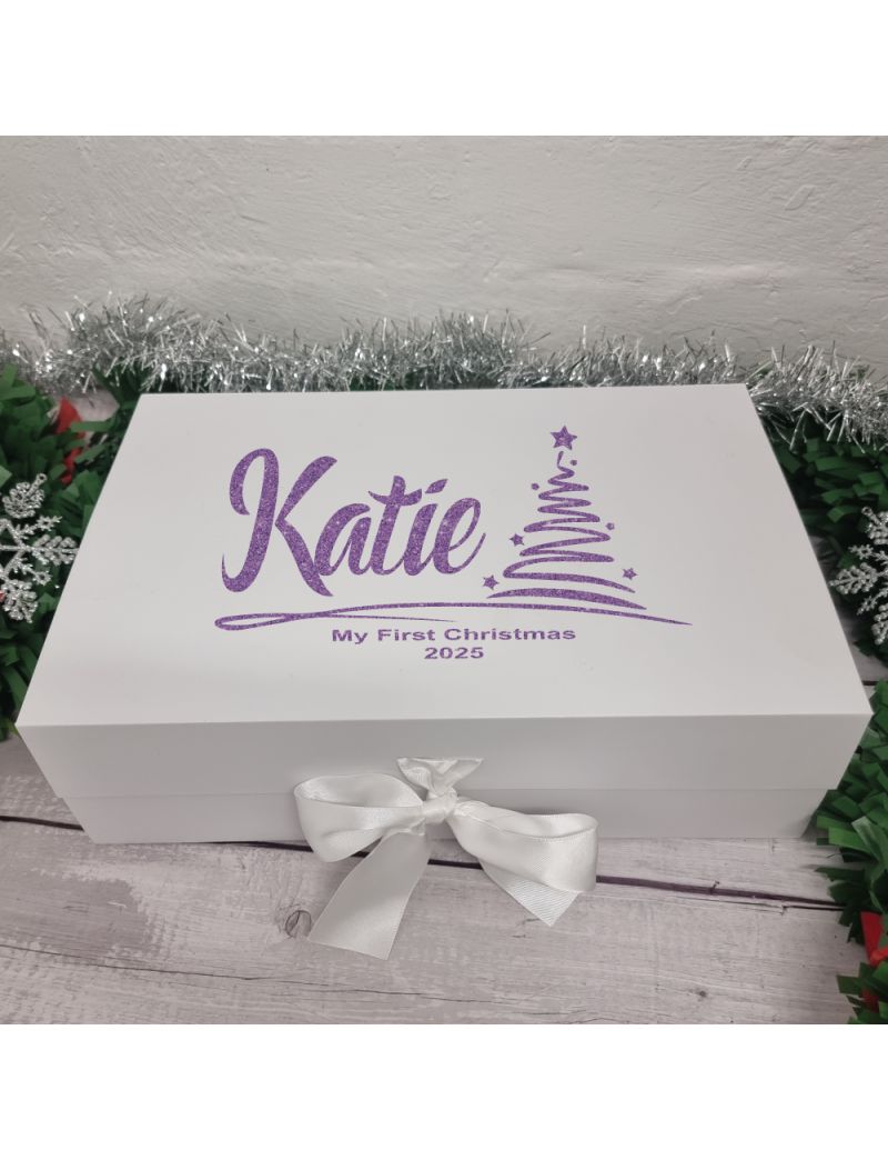 Personalised Christmas Box Swirl Tree