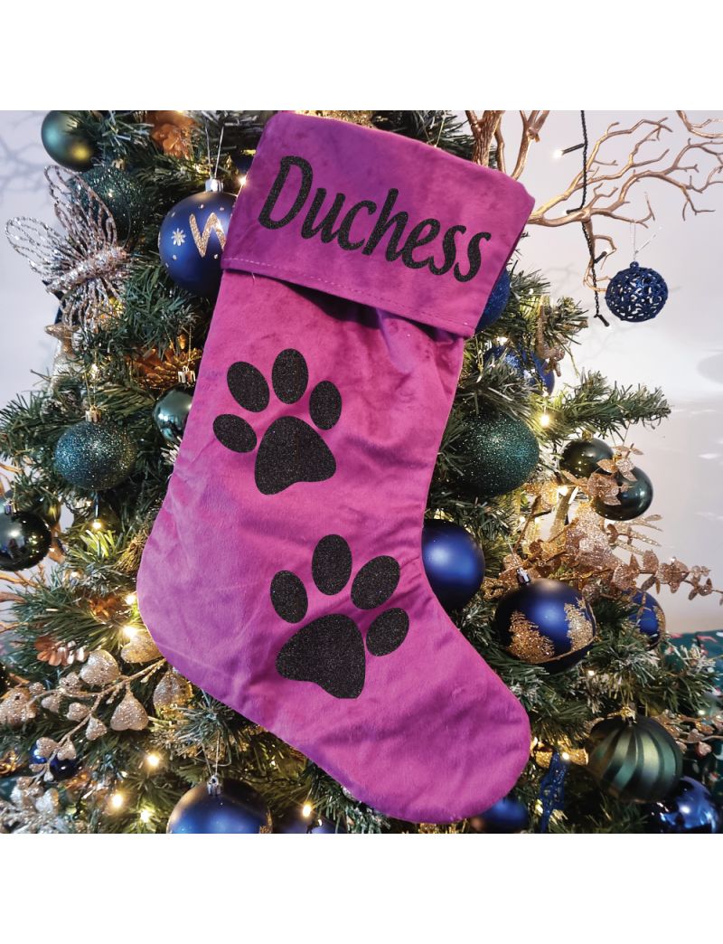 Pet Christmas Stocking Magenta Velvet