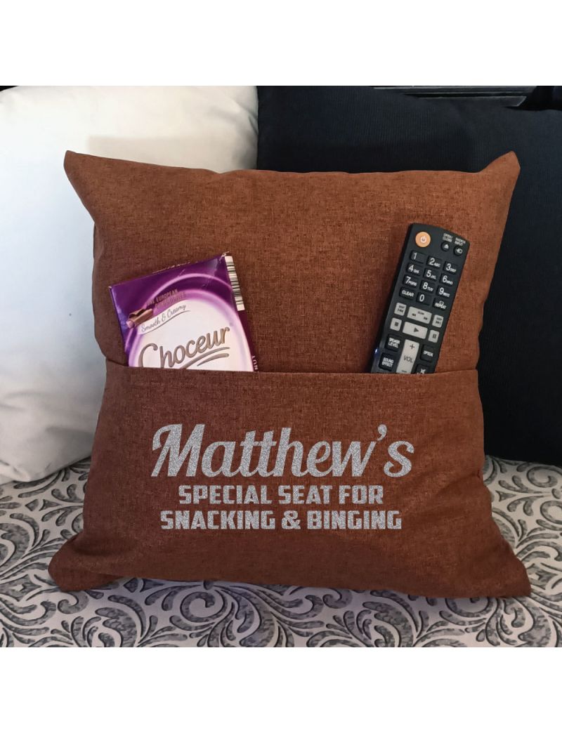 Personalised Tan Pocket Reading Pillow Cover