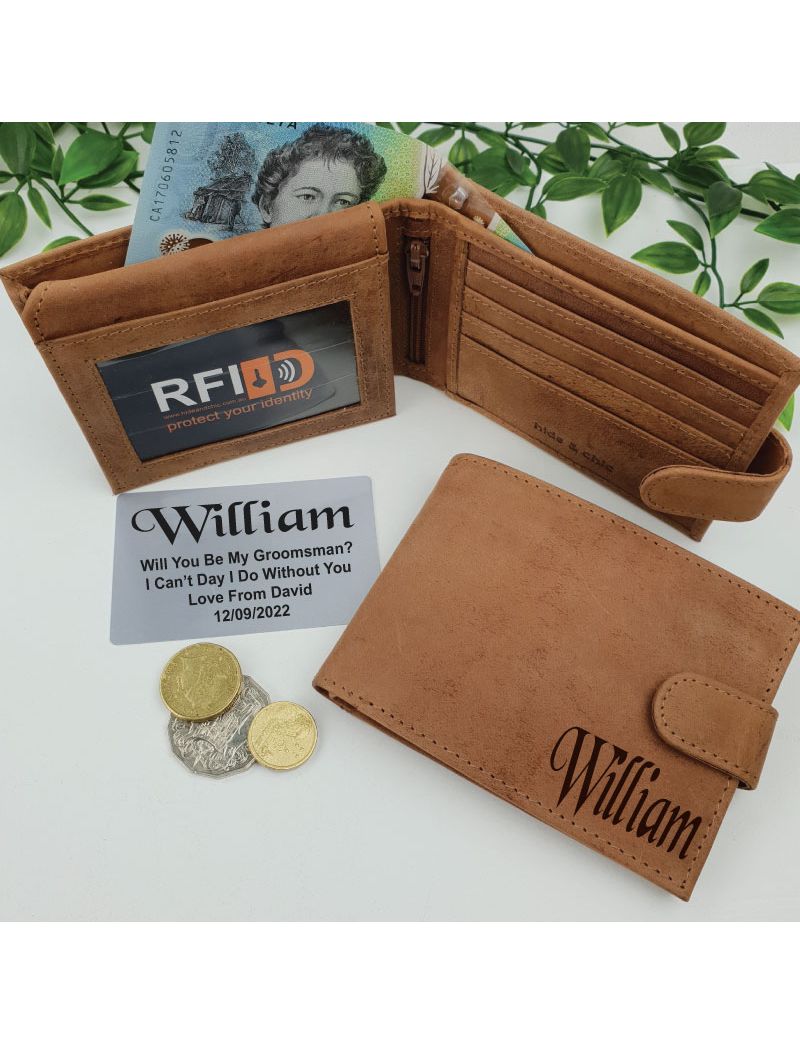 Groomsman Cow Hide Mens Leather Wallet