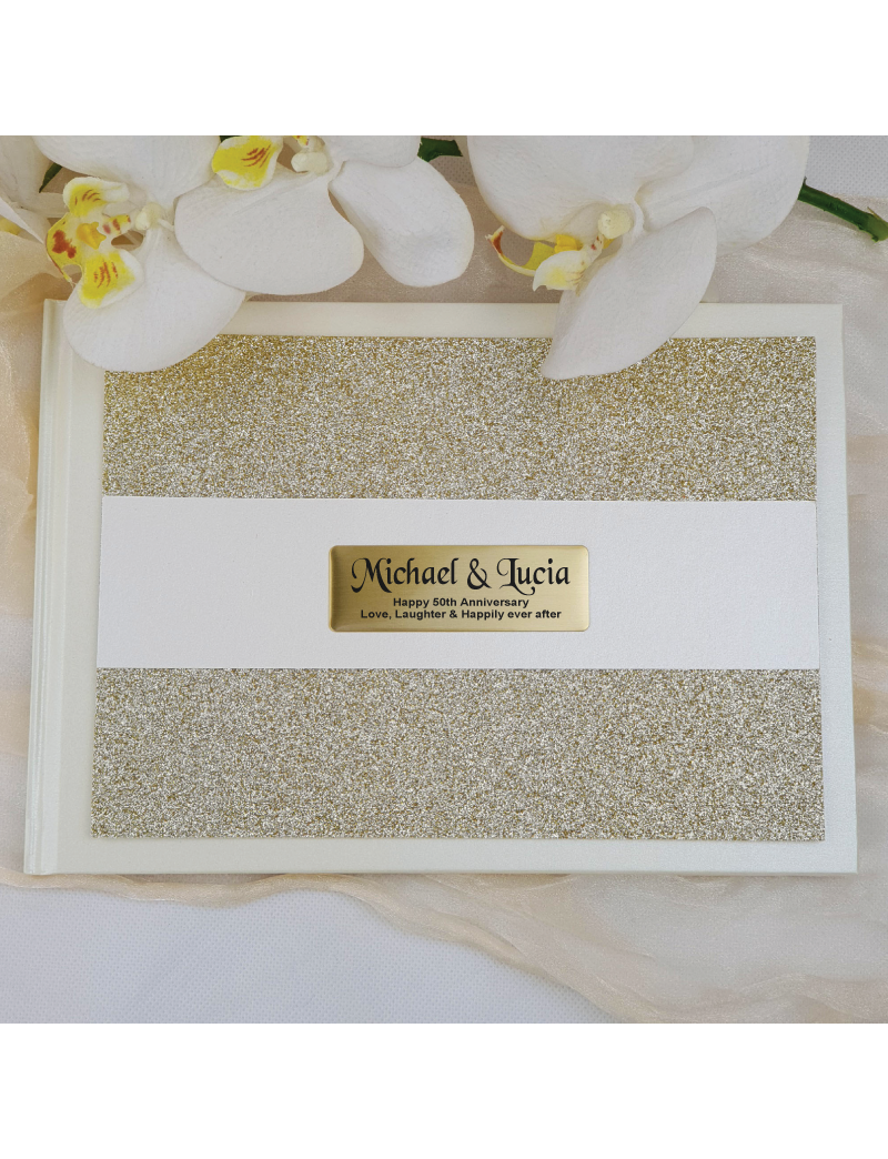 Anniversary Guest Book Album Gold Glitter