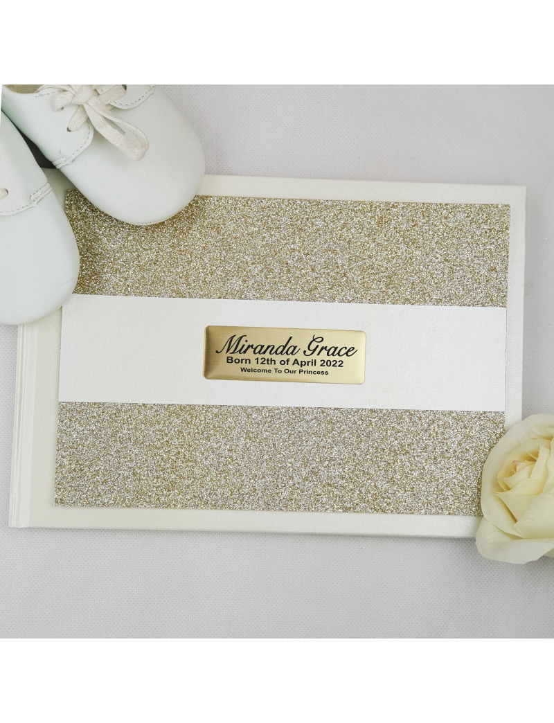 Baby Guest Book Album Gold Glitter