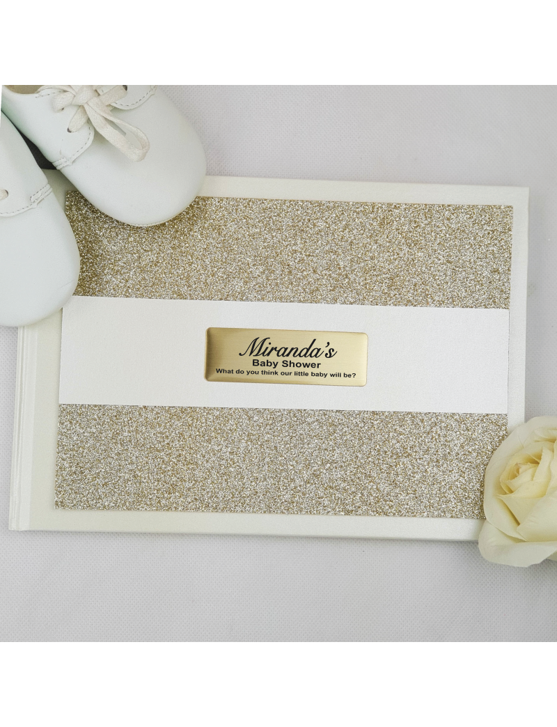 Baby Shower Guest Book Album Gold Glitter