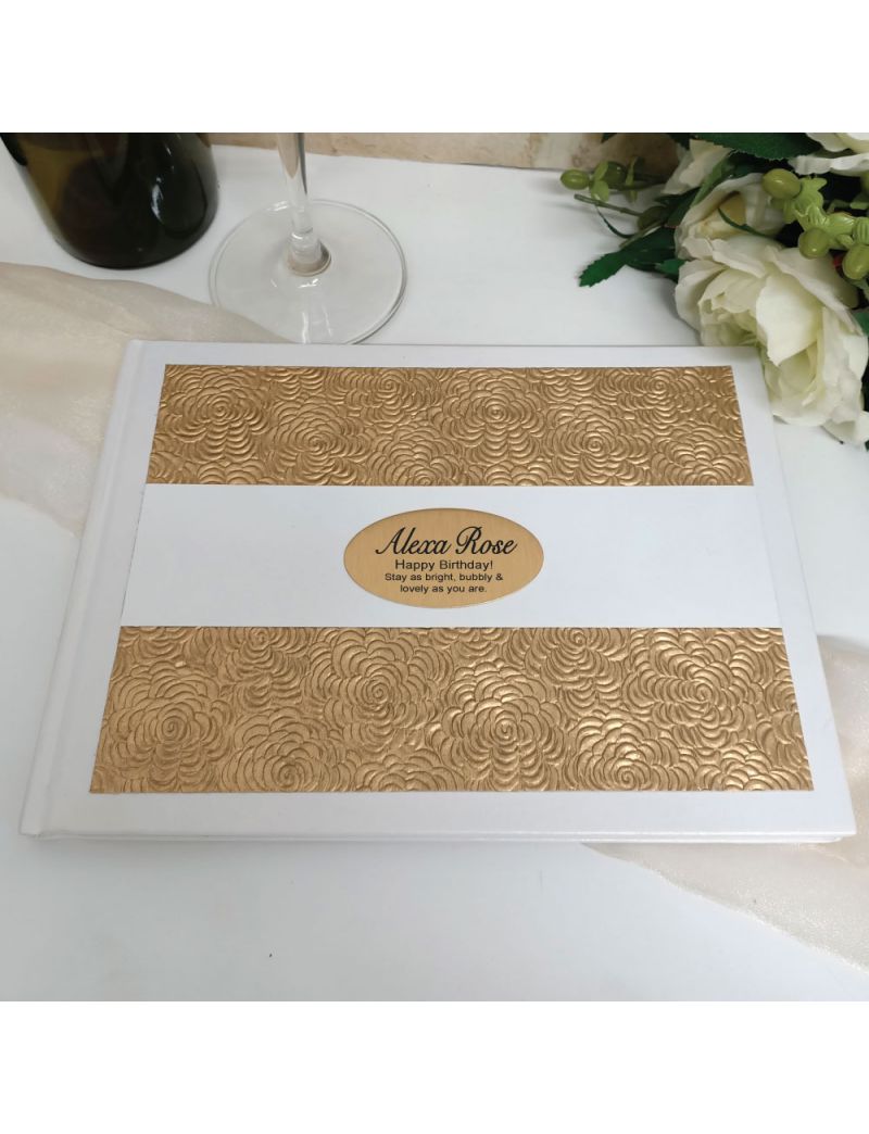 Birthday Guest Book Album Embossed Gold