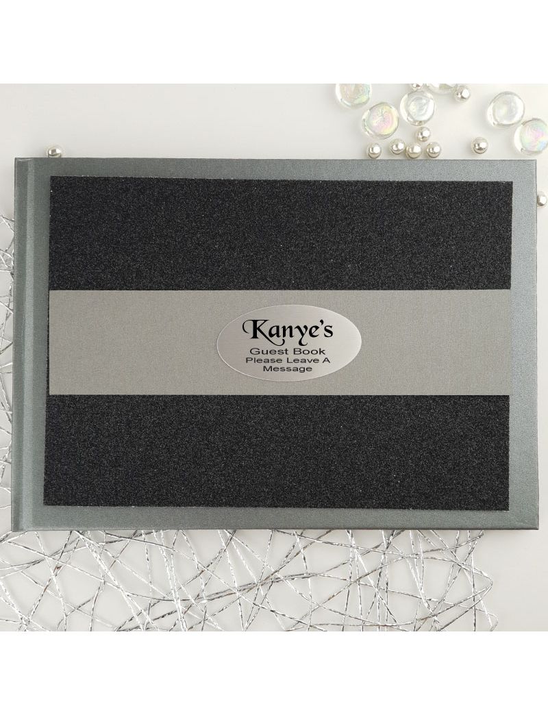 Personalised Glitter Guest Book- Black