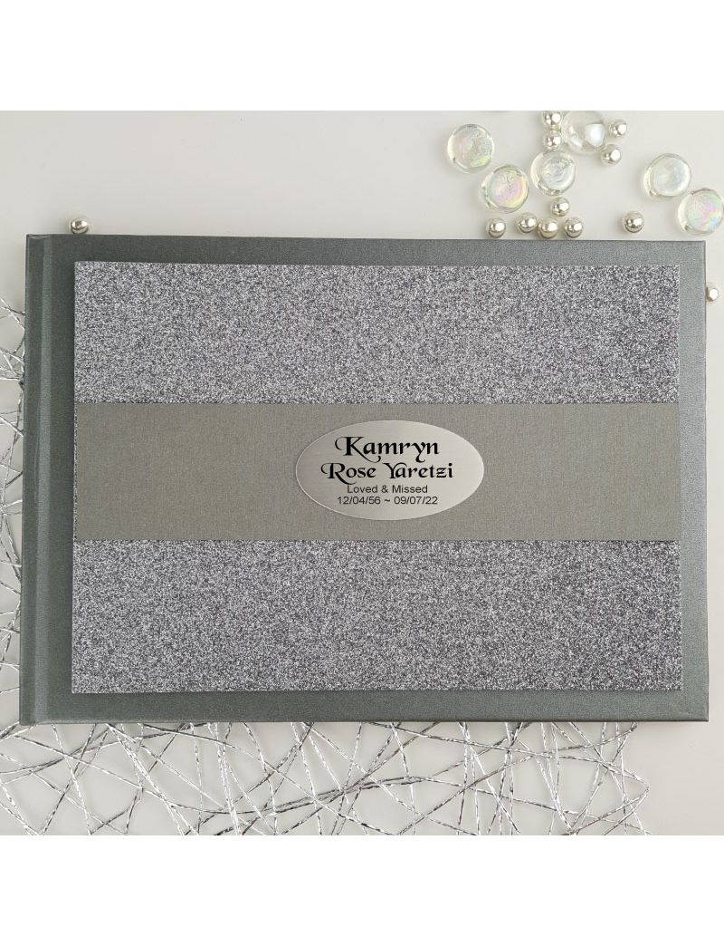 Memorial Funeral Personalised Glitter Guest Book- Gunmetal