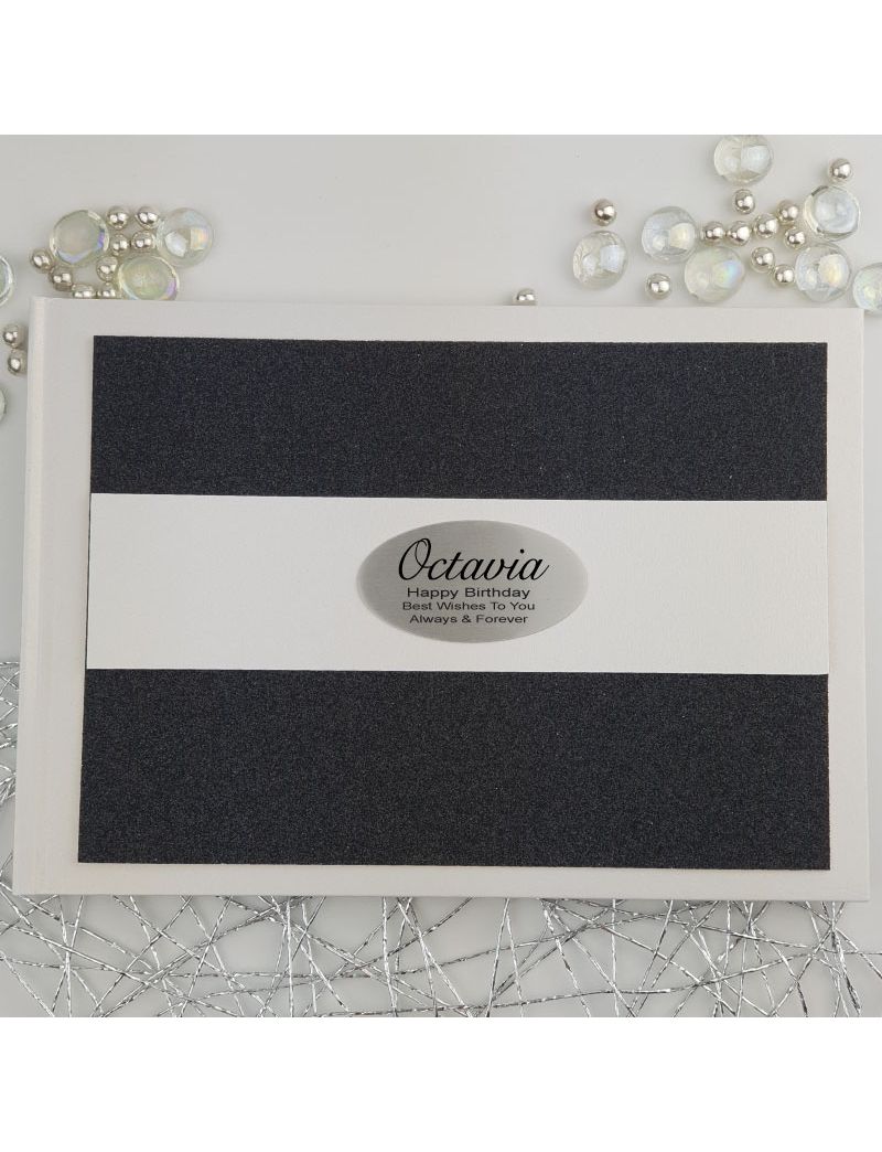 Personalised Birthday Guest Book- Black Glitter