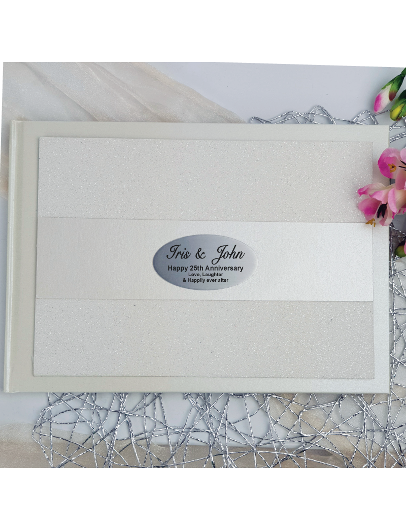 Anniversary Guest Book Album Cream Glitter