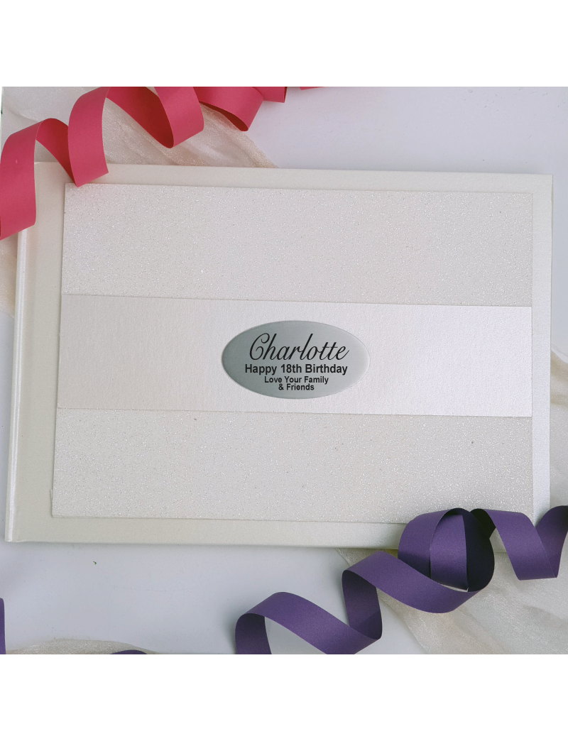 18th Birthday Guest Book Album Cream Glitter