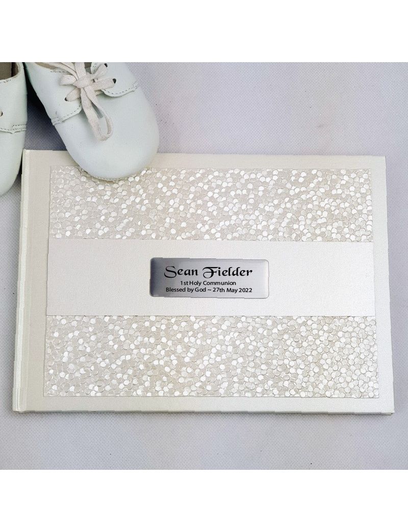 1st Communion Guest Book Keepsake Album- Cream Pebble