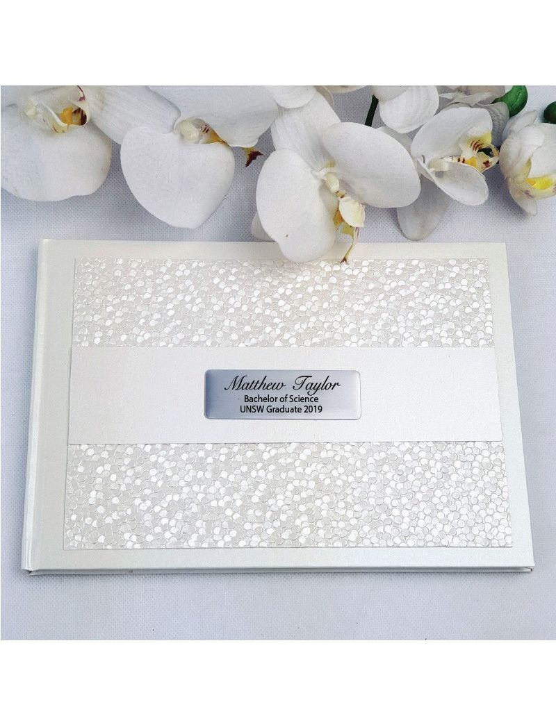 Personalised Birthday Guest Book- Cream Pebble