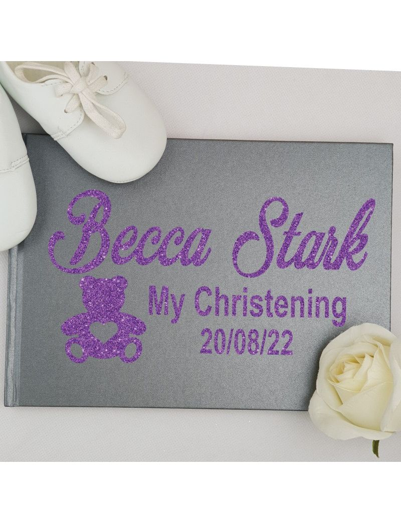 Christening Guest Book Keepsake Album - Black A5