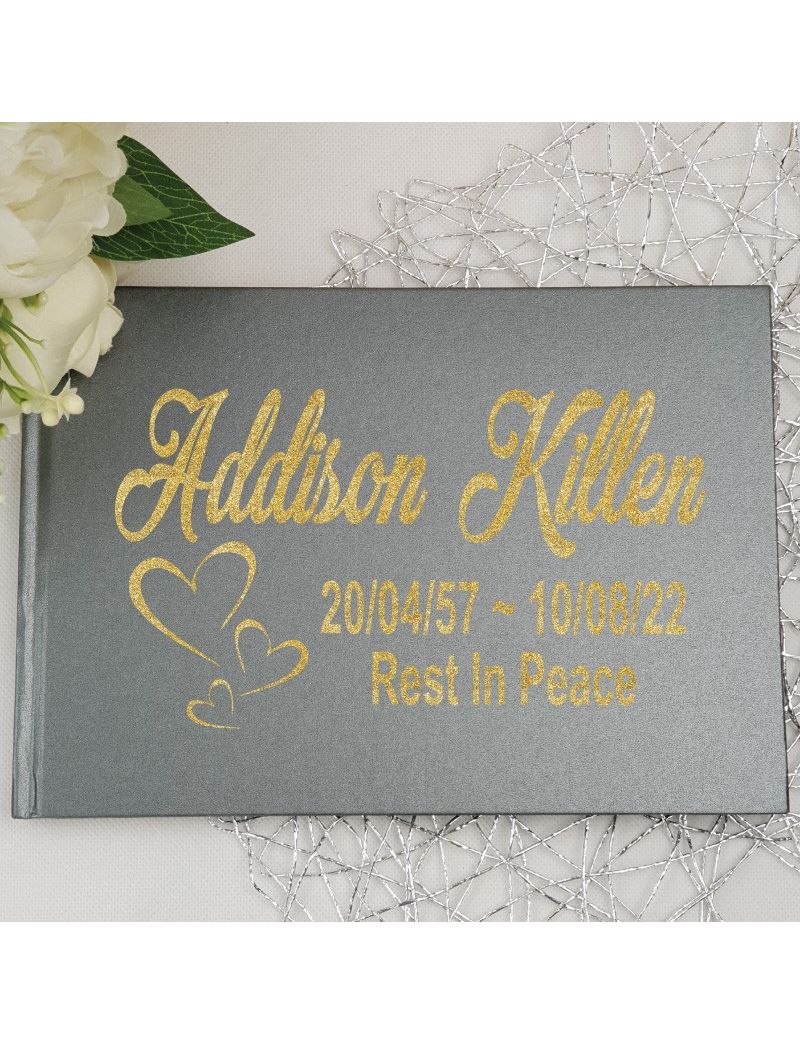 Funeral Guest Book Memorial Album - Black  A5