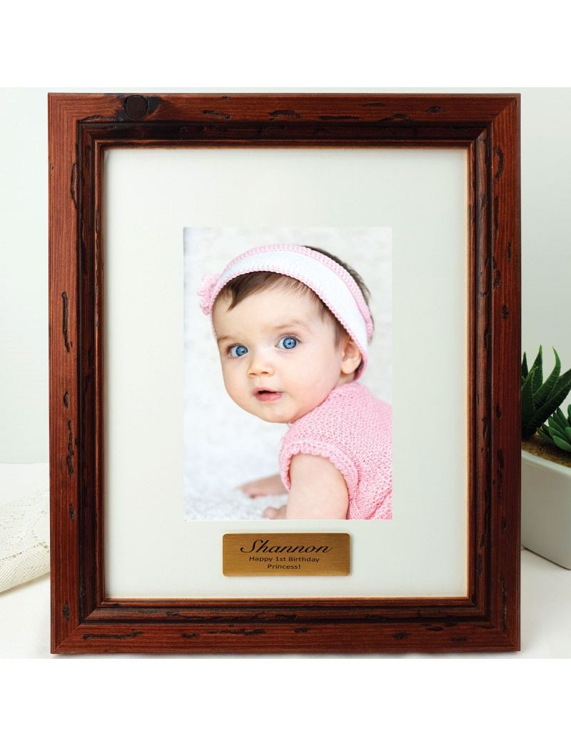 1st Birthday Personalised Photo Frame Mahogany Wood
