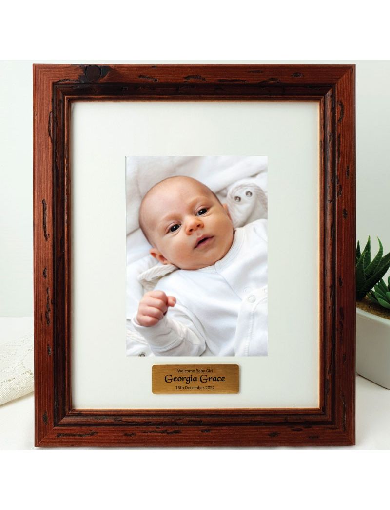 Baby Personalised Photo Frame Mahogany Wood