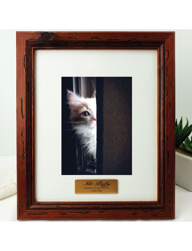 Pet Memorial Personalised Photo Frame Mahogany Wood