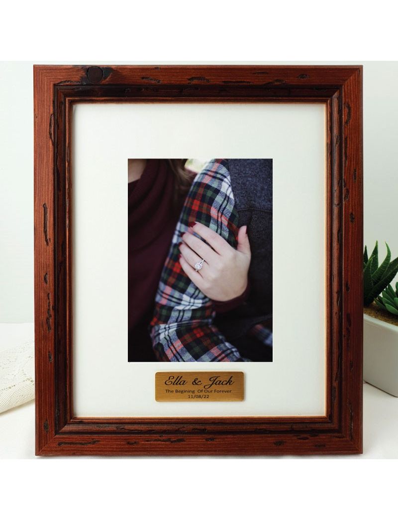 Engagement Personalised Photo Frame Mahogany Wood