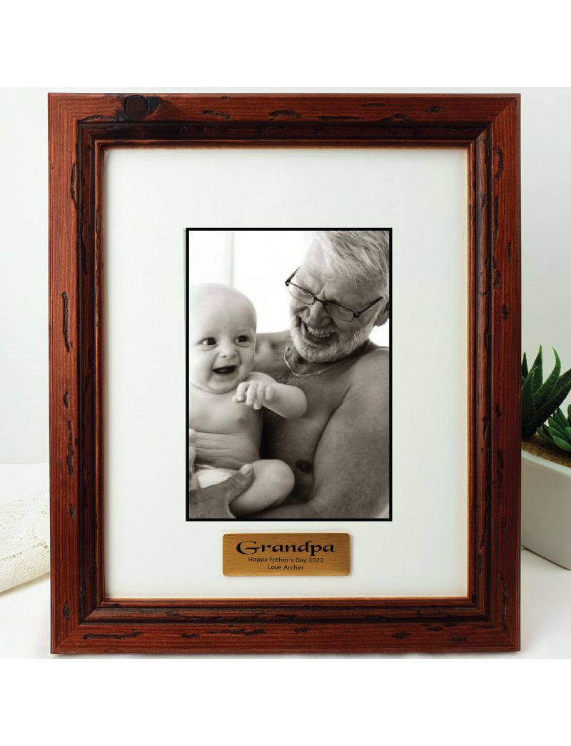 Grandad Personalised Photo Frame Mahogany Wood