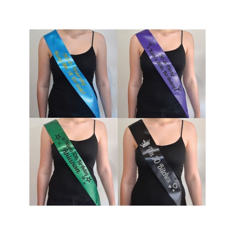 30th Birthday Personalised Custom Sash 10 Colours