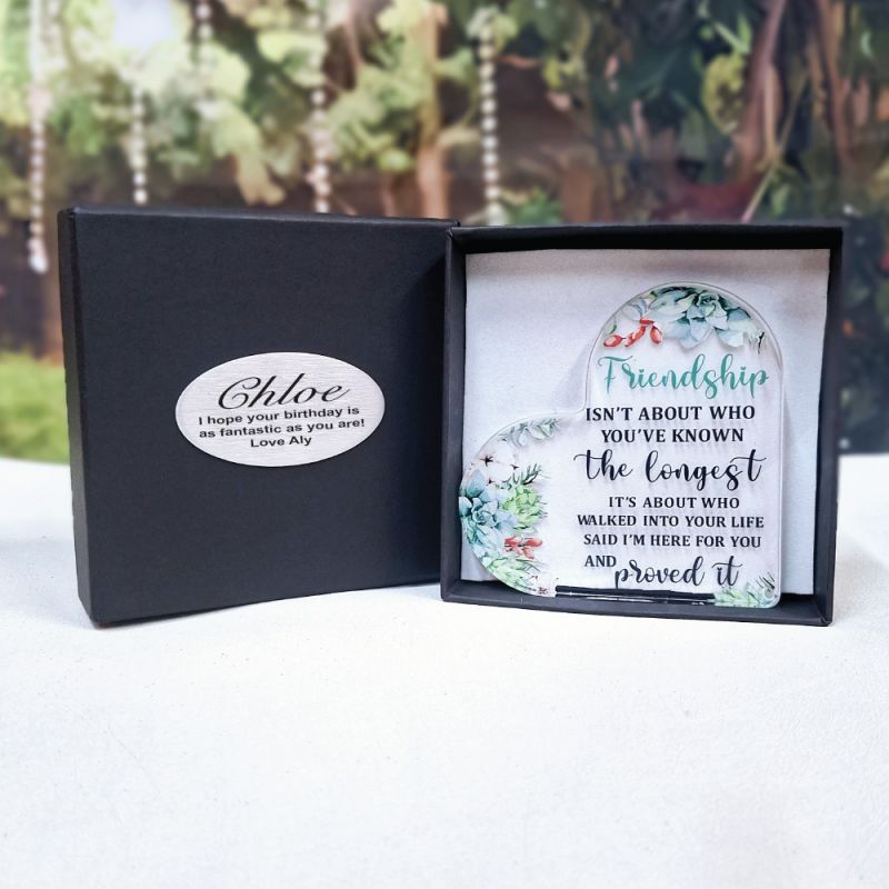 Acrylic Heart Friendship Plaque in Birthday Box