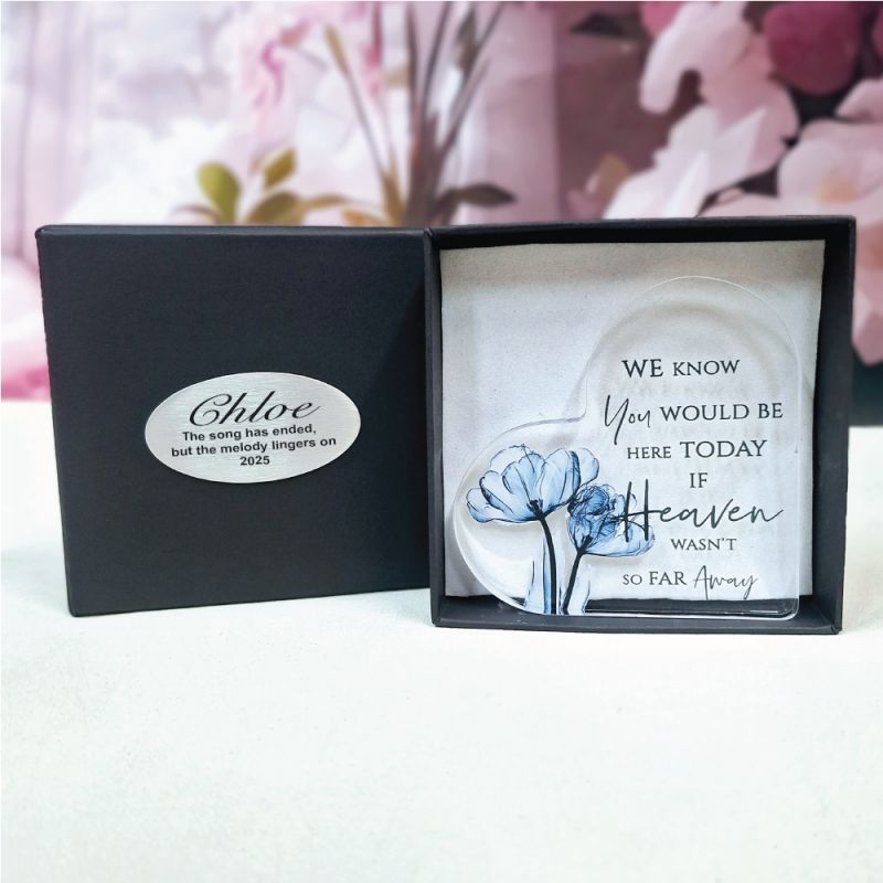 Memorial Verse Acrylic Heart in Personalised Box