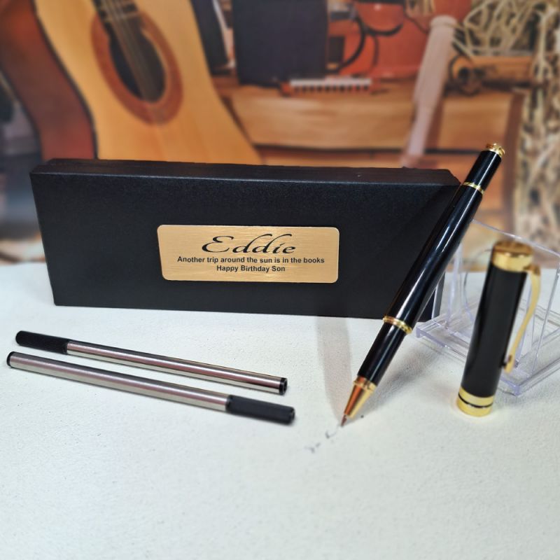 Personalised Birthday Black Ballpoint Pen Set