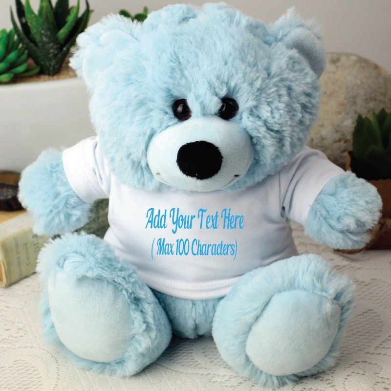 Custom Text T-Shirt Bear - Light Blue