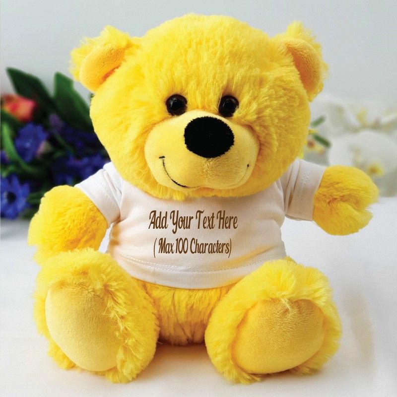 Custom Text T-Shirt Bear - Yellow