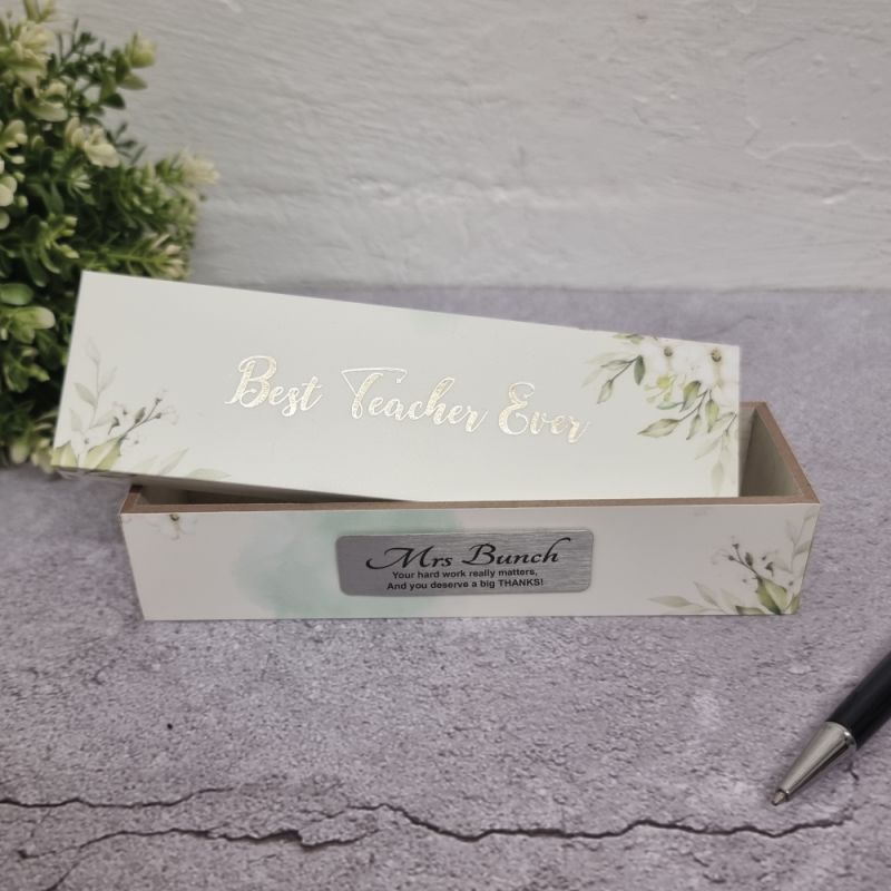 Best Teacher Ever Pencil Trinket Box