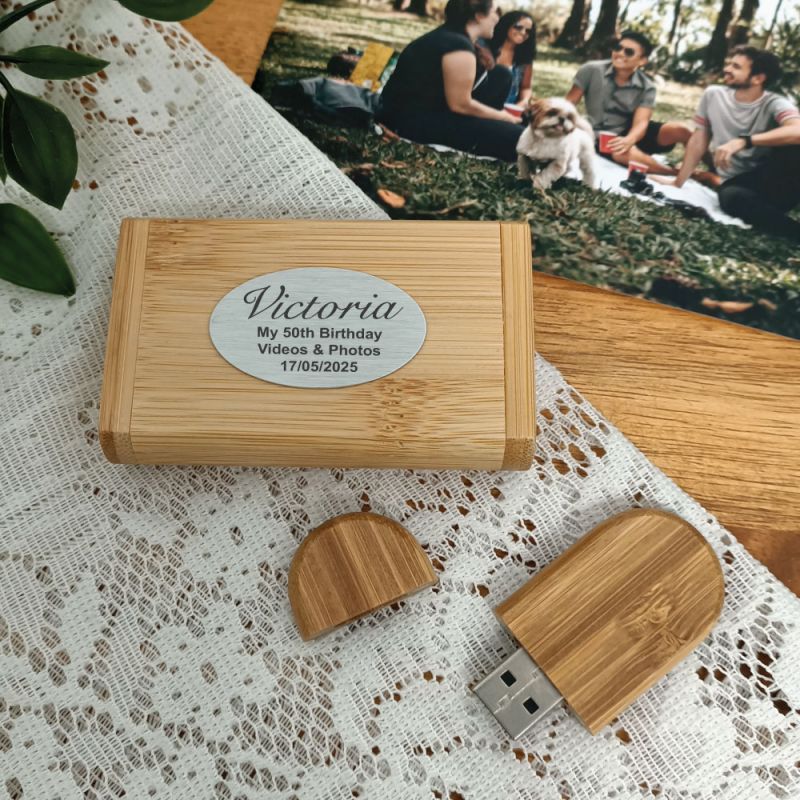 50th Birthday USB flash drive 64GB  with Bamboo Box